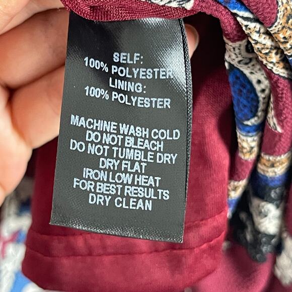 Lulus Delta Floral Print Dress Womens Small Burgundy Asymmetrical Flowy Romantic - Picture 16 of 16